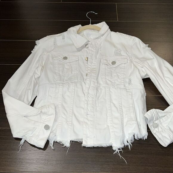 BLANKNYC Frayed Distressed Denim Jacket, Small - Picture 3 of 8